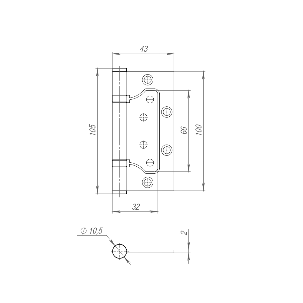 Петля универсальная без врезки IN4300W BL (300-2BB 100x2) (чёрный)1