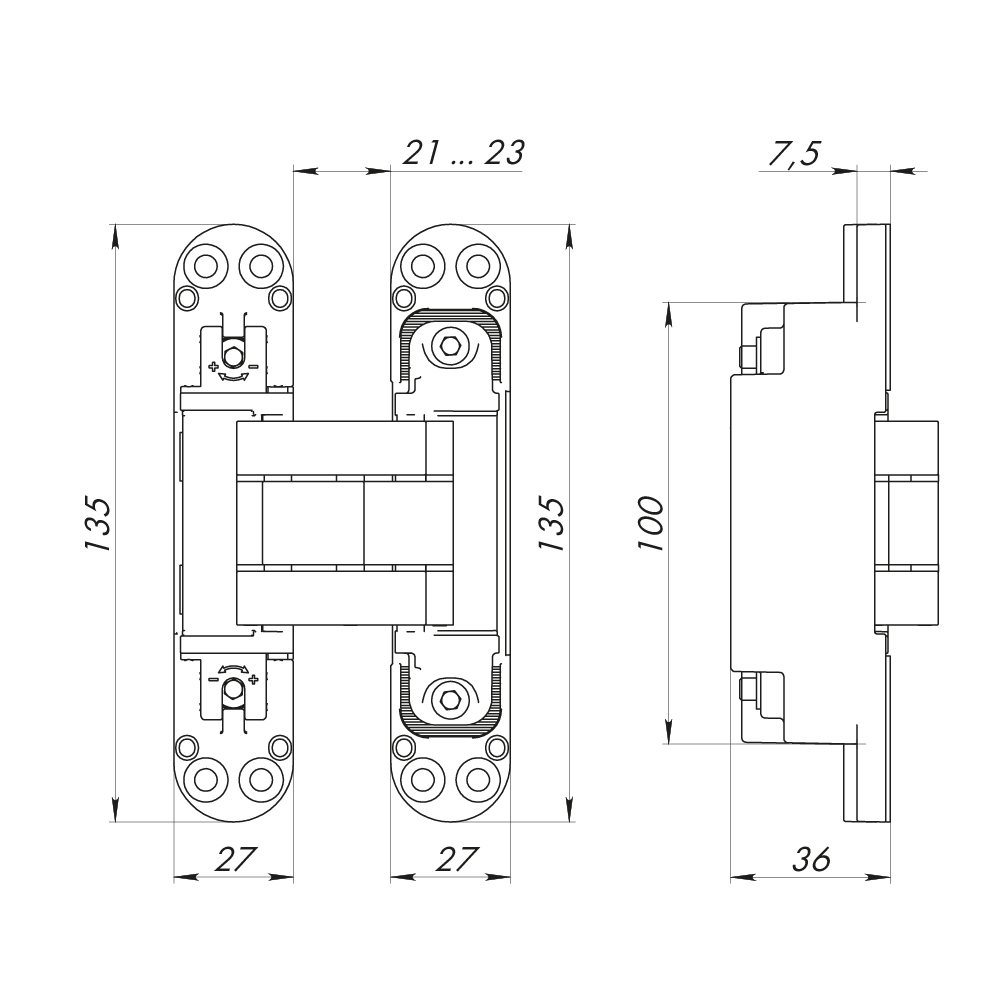 Петля скрытой установки U3D7800.VPG BL черный TECH1