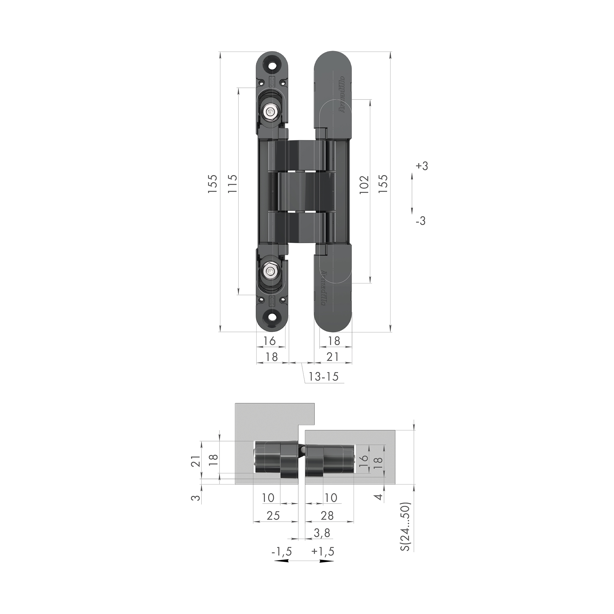 Петля скрытой установки U3D2400.VPG SC мат. хром TECH3