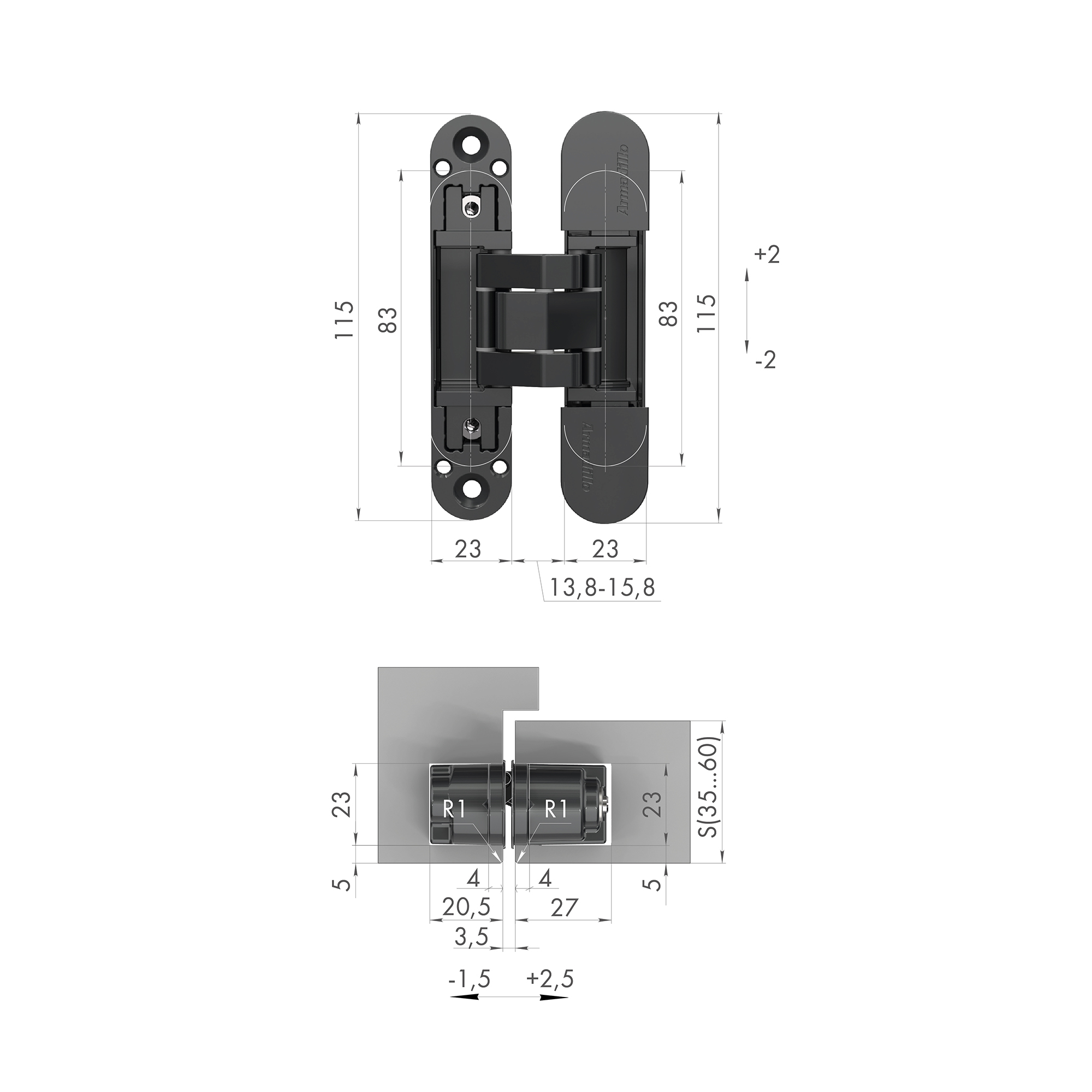 Петля скрытой установки U3D3000.VPG SC мат. хром TECH3