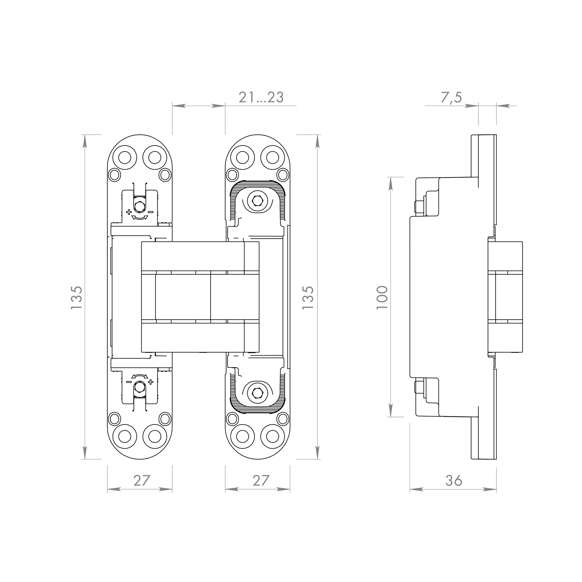 Петля скрытой установки U3D7800.VPG FSG флор. золото TECH1
