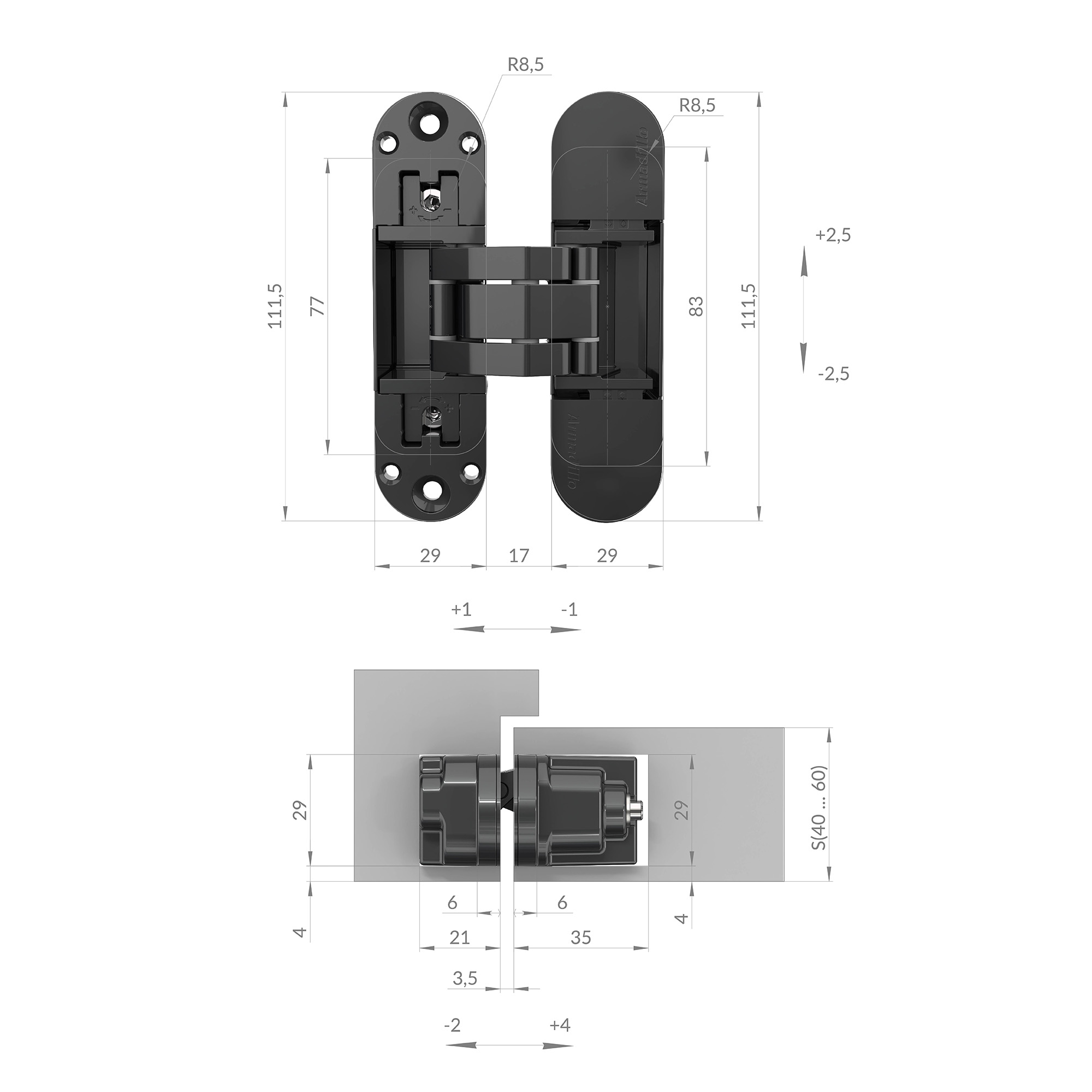 Петля скрытой установки U3D6002.TG SC мат. хром4