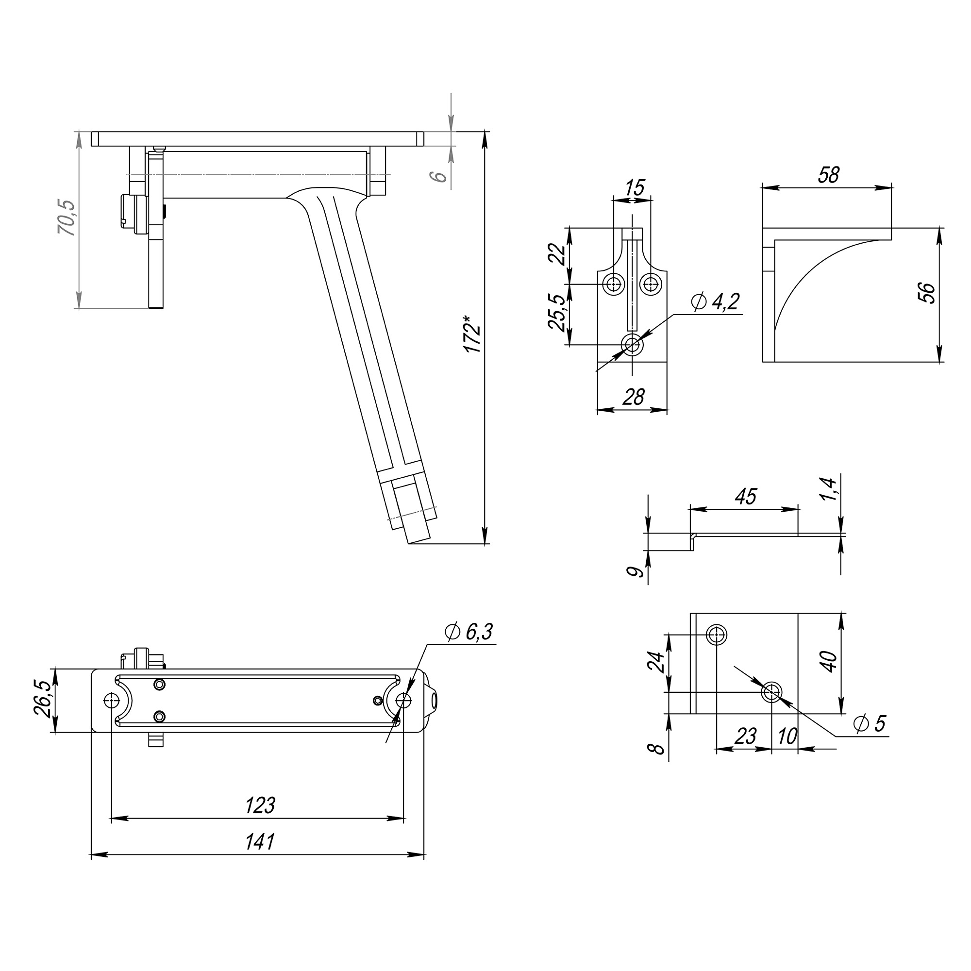 Координатор закрывания двустворчатых дверей DC-1002 INOX 304 (от 40 до 200 кг)1