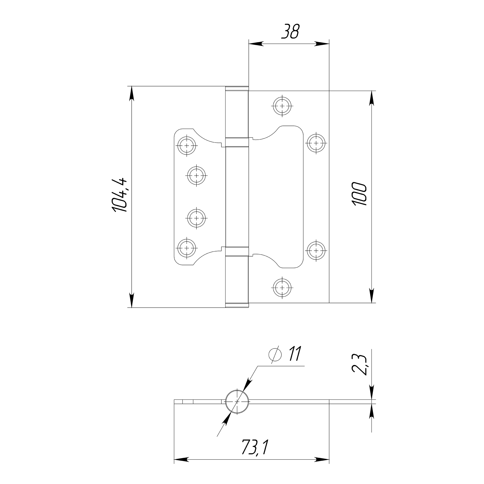 Петля универсальная без врезки IN4000W GR (100/P-2B 100x2,3) графит1