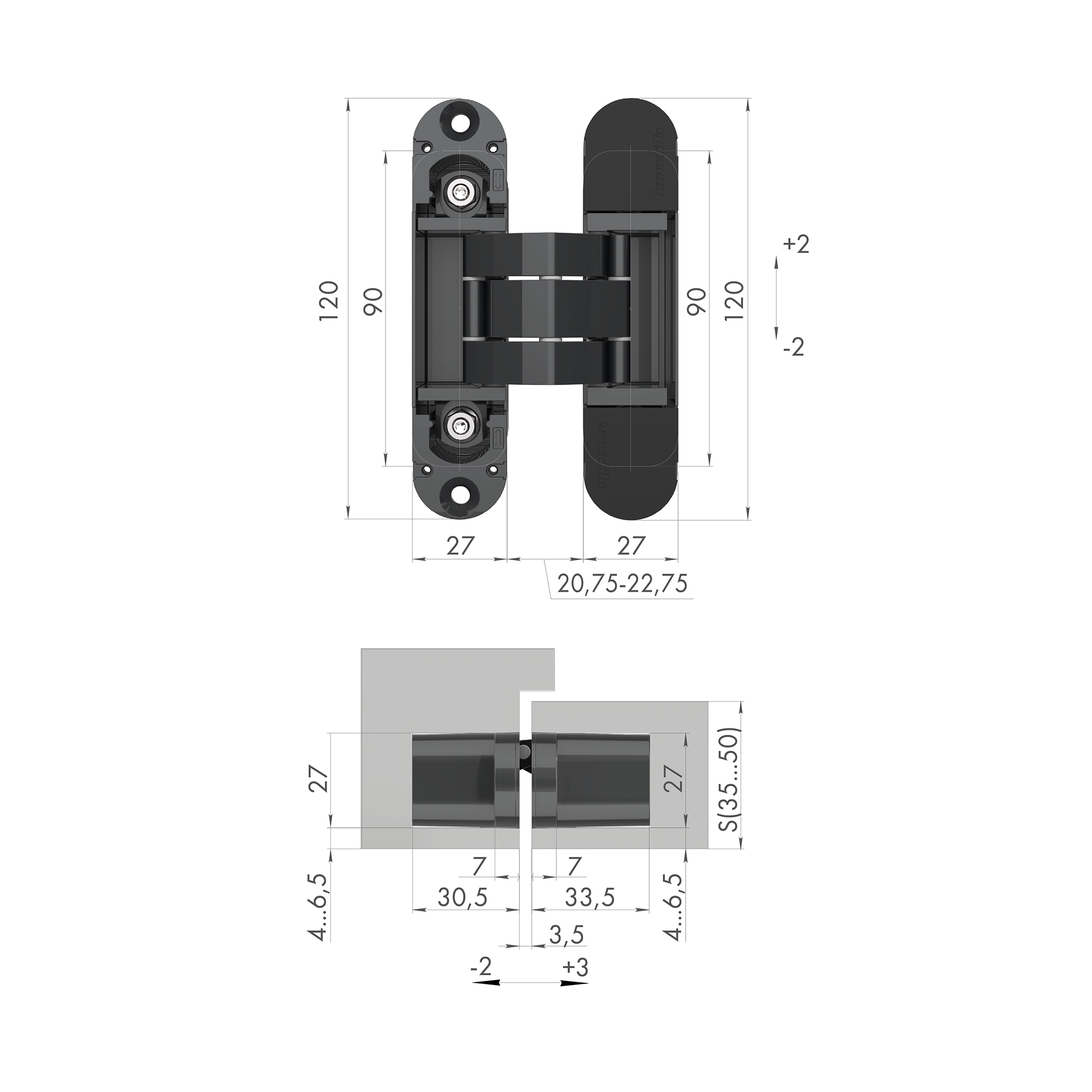 Петля скрытой установки U3D7000 FSG флор. золото TECH3