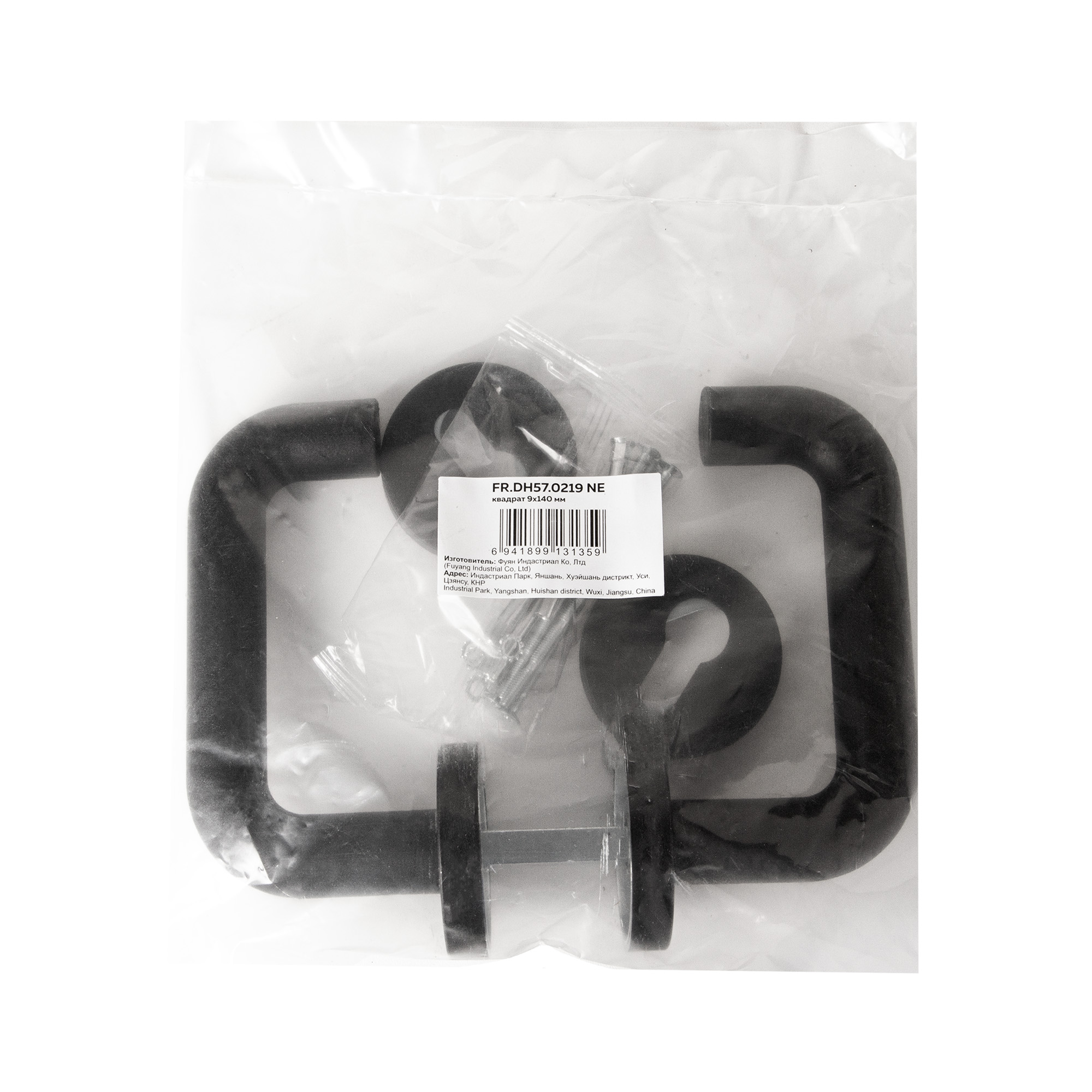 Комплект дверных ручек с накладками под цилиндр FR.DH57.0219 NE (DH-0219 NE) 9x140 мм, BL-24 черный2