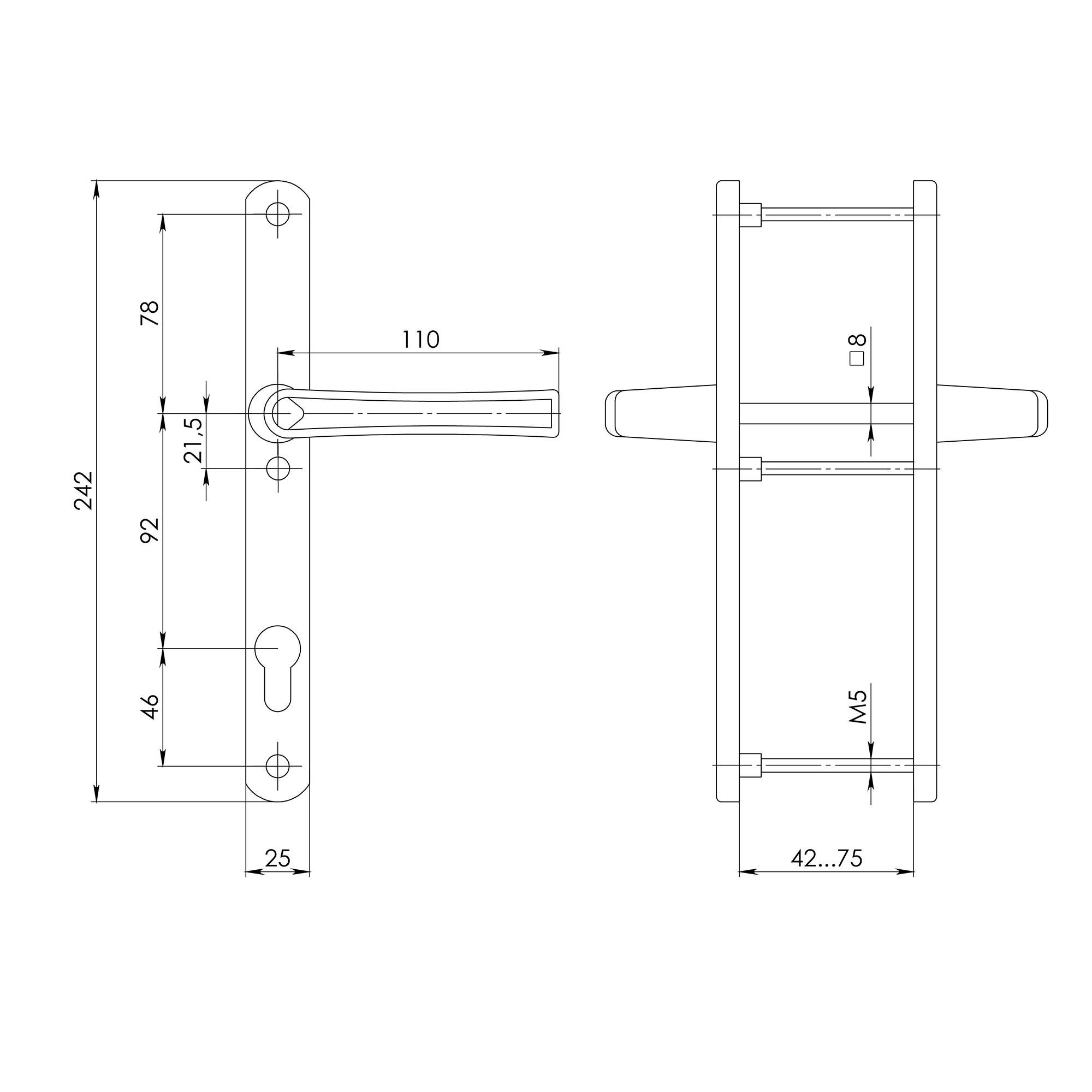 Ручка на планке HANDLE.92.25.67-75 RAL 9016 белый1