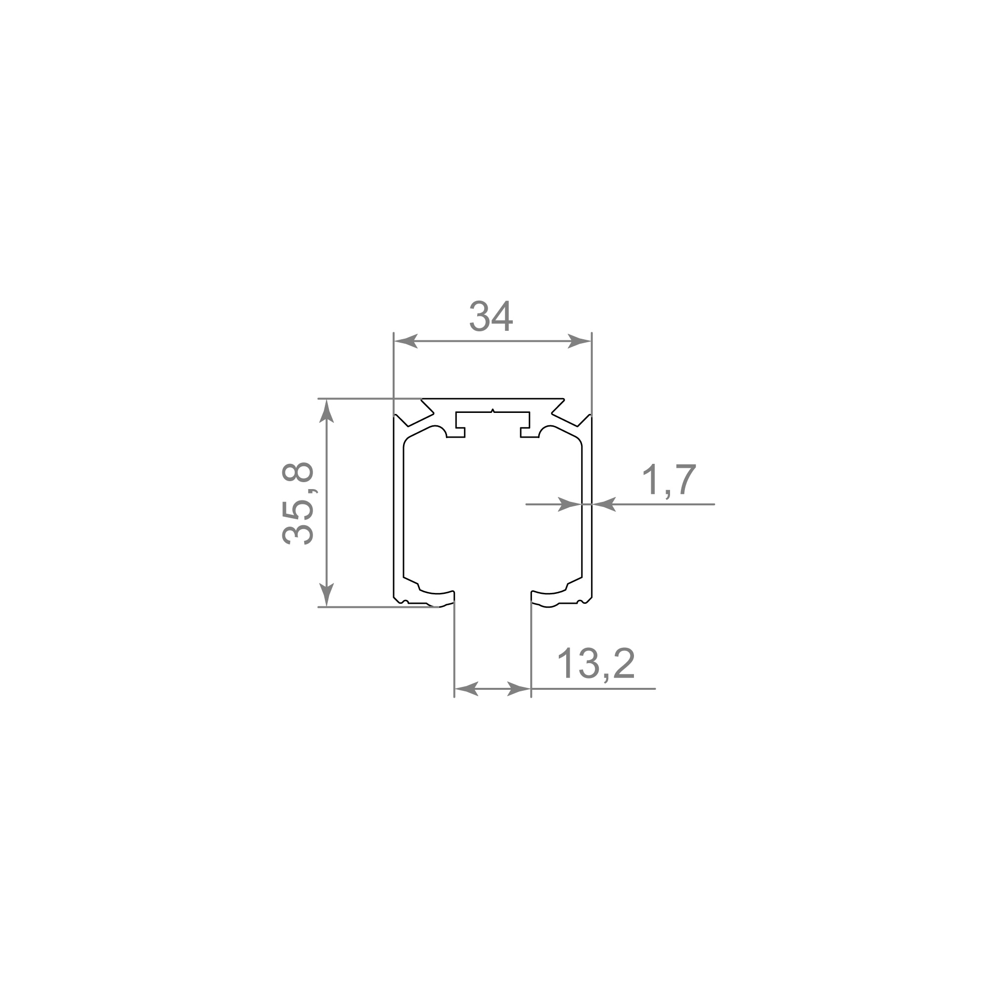 Комплект верхняя направляющая + декор.накладка SLD.Comfort-PRO.KIT/2000 track + dec (2м) AL Алюминий3