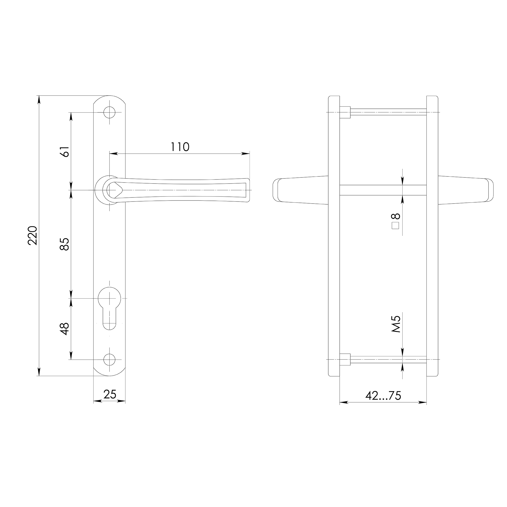 Ручка на планке HANDLE.85.25.67-75 RAL 9005 черный1